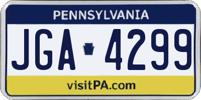 PA license plate JGA4299