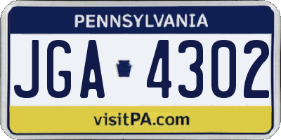 PA license plate JGA4302
