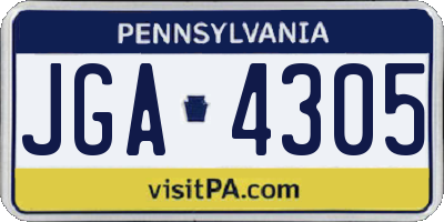 PA license plate JGA4305