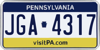 PA license plate JGA4317