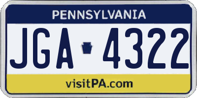 PA license plate JGA4322