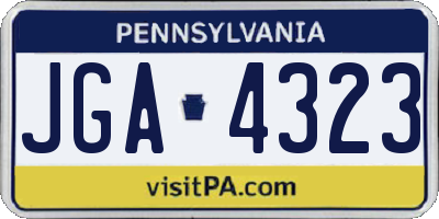 PA license plate JGA4323