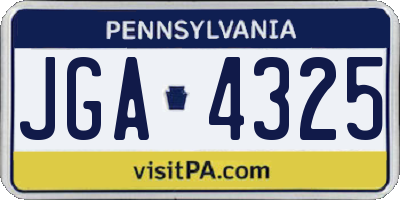 PA license plate JGA4325