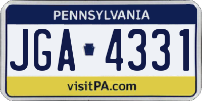 PA license plate JGA4331