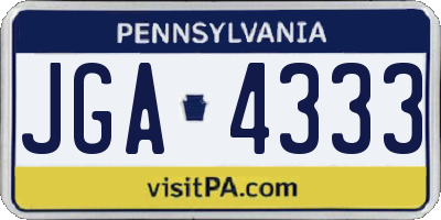PA license plate JGA4333
