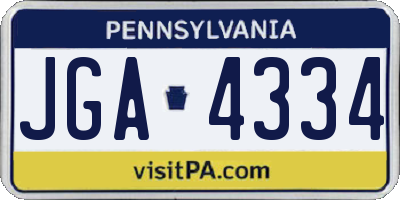 PA license plate JGA4334