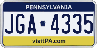 PA license plate JGA4335