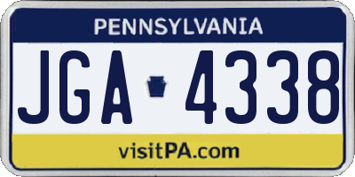 PA license plate JGA4338