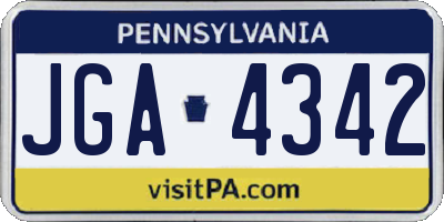 PA license plate JGA4342