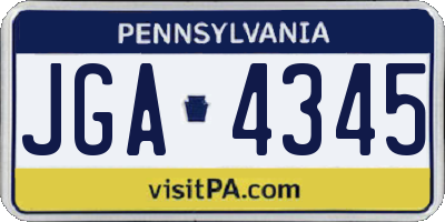 PA license plate JGA4345