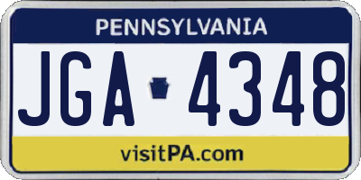 PA license plate JGA4348