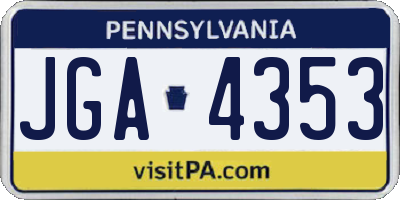 PA license plate JGA4353