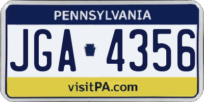 PA license plate JGA4356