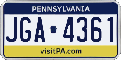 PA license plate JGA4361