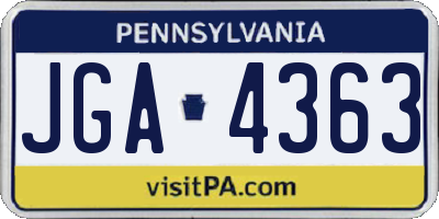 PA license plate JGA4363