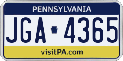 PA license plate JGA4365