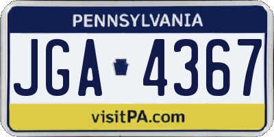 PA license plate JGA4367