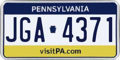 PA license plate JGA4371