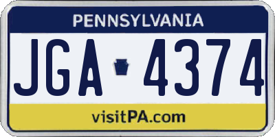 PA license plate JGA4374