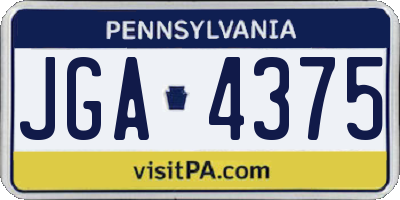 PA license plate JGA4375