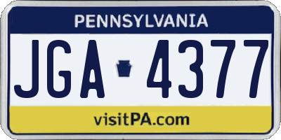 PA license plate JGA4377