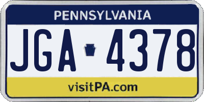 PA license plate JGA4378