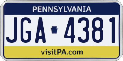 PA license plate JGA4381
