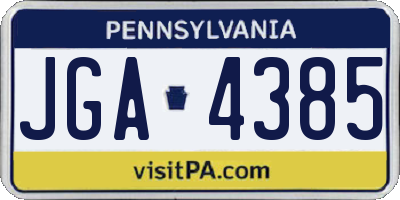 PA license plate JGA4385