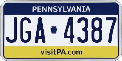 PA license plate JGA4387