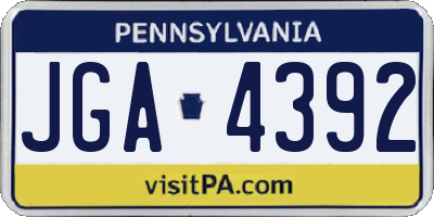 PA license plate JGA4392