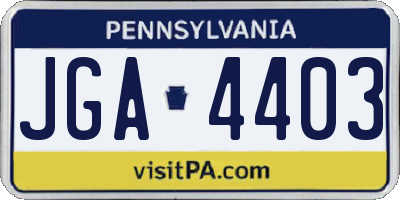 PA license plate JGA4403