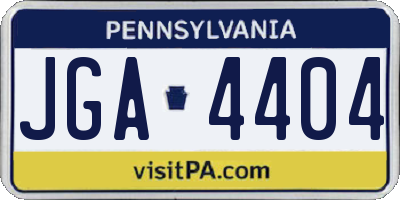 PA license plate JGA4404