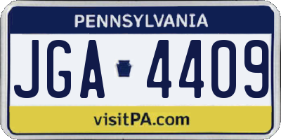 PA license plate JGA4409