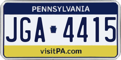 PA license plate JGA4415
