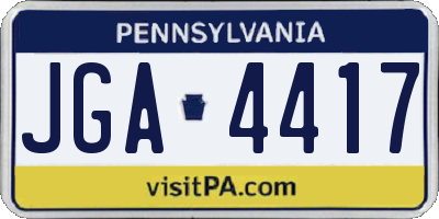 PA license plate JGA4417