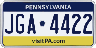 PA license plate JGA4422