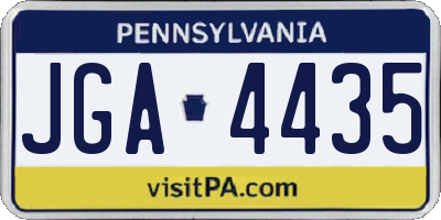 PA license plate JGA4435