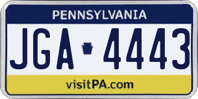 PA license plate JGA4443