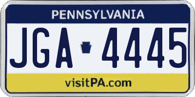 PA license plate JGA4445