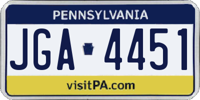 PA license plate JGA4451