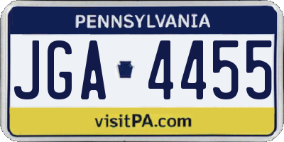 PA license plate JGA4455