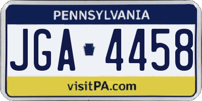 PA license plate JGA4458