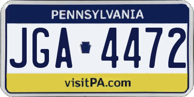 PA license plate JGA4472