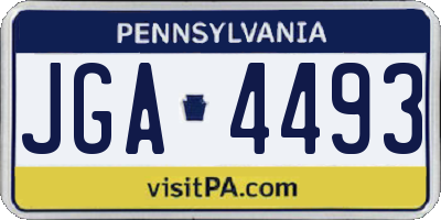 PA license plate JGA4493