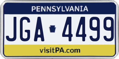 PA license plate JGA4499
