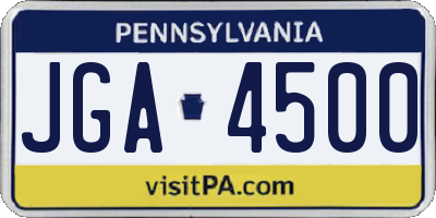 PA license plate JGA4500