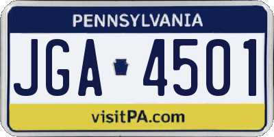 PA license plate JGA4501