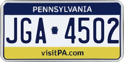 PA license plate JGA4502