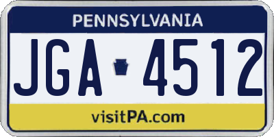 PA license plate JGA4512