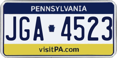 PA license plate JGA4523